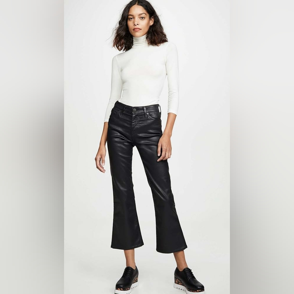 AG jeans the Quinne crop in black faux leather size 25